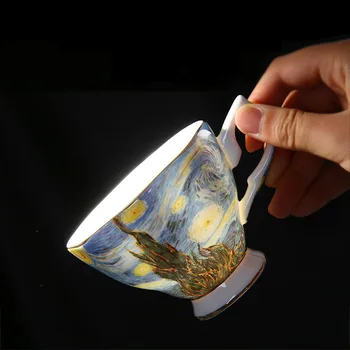 

Art Painting Coffee Mugs The Starry Night Sunflowers The Sower Irises Ceramic Kahve Fincan Takimlari Coffee Tea Cups EA6BYD