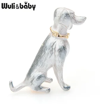 

Wuli&baby White Enamel Sitting Dog Brooches Women Alloy Lovely Animal Party Casual Brooch Pins New Year Gifts
