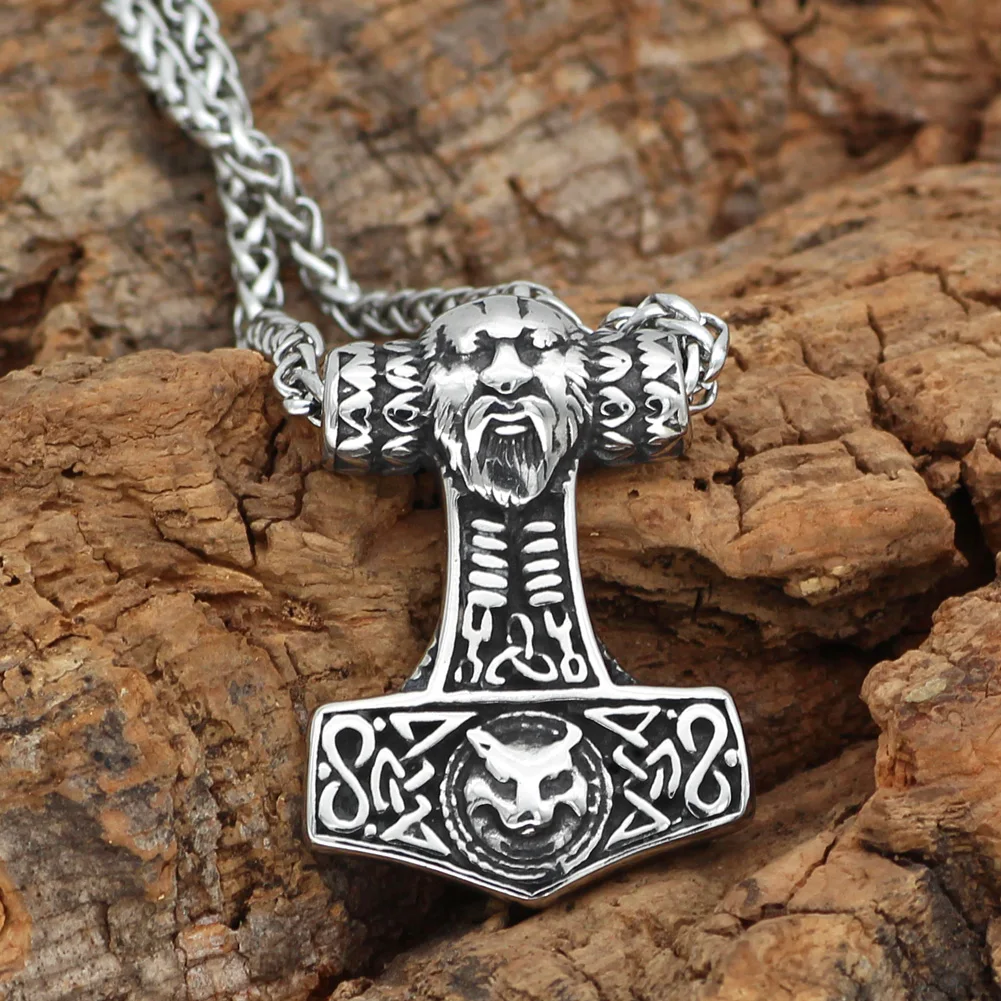 Скандинавский амулет викингов Mjolnir из нержавеющей стали Молот Тора лиса ожерелье