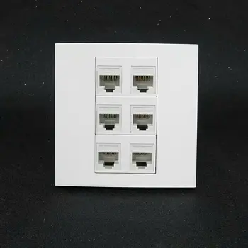 

New Six-Port 86mm Cat6 Network Socket Panel Trapezoidal Wall Panel Panel Rj45 Jack Modular Panel Socket Rj45 Wall Socket Panel