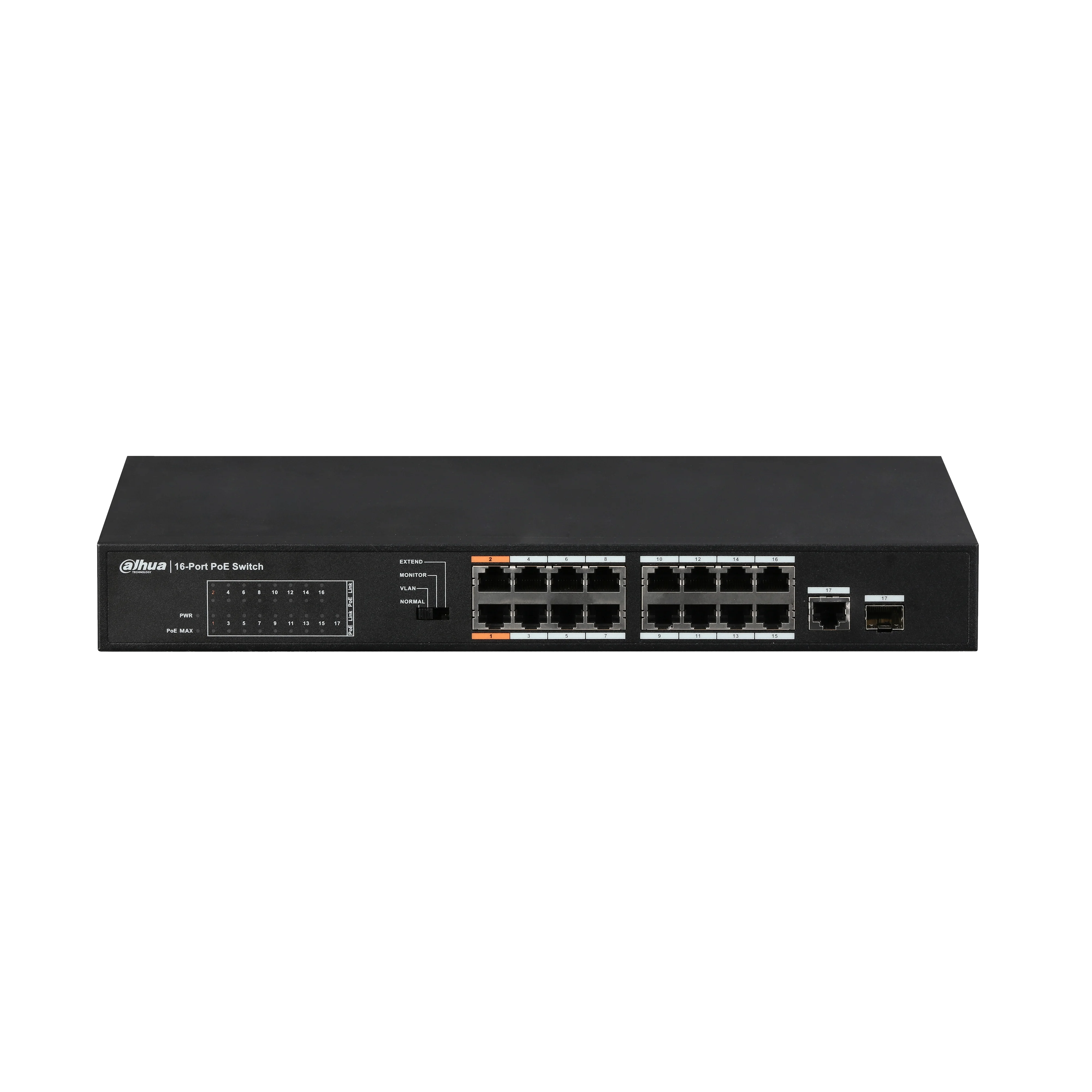 Сетевой видеорегистратор Dahua PFS3117-16ET-135 16-Порты и разъёмы FE PoE+ 1-Порты и разъёмы Gigabit комбинированный коммутатор питания через ethernet