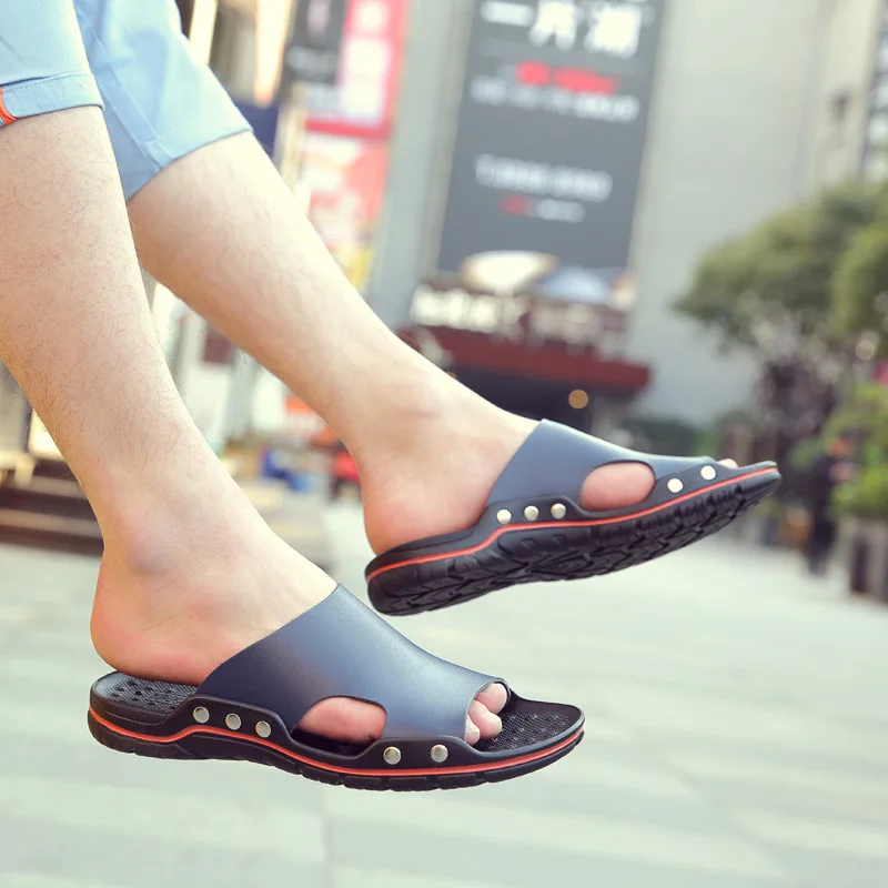 

2019 verano nuevos zapatos casuales cуmodos de cuero antideslizantes de fondo suave zapatos planos sandalias de hombre zapatilla