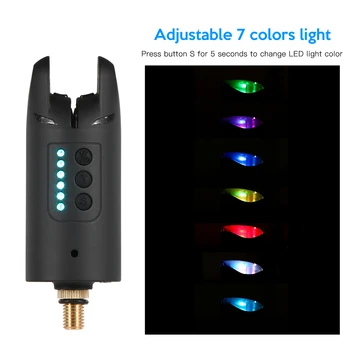 

Wireless Digital Fishing Alarm Set Fishing Bite Sound Alert Kit Changeable Color LED Alarm Indicator Fishing with Portable Case