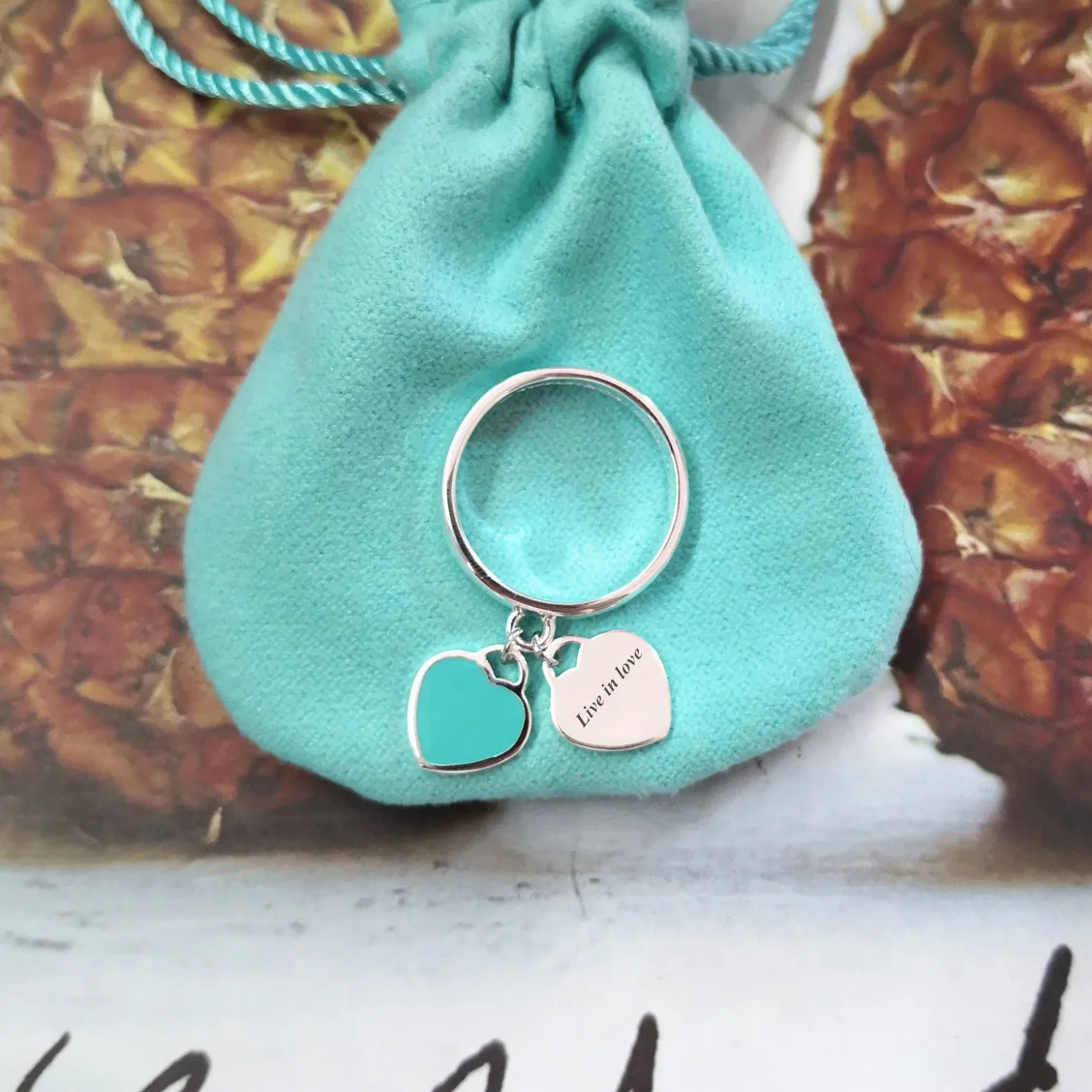 

925 sterling silver double love fashion ladies ring 2019 new European and American style holiday gift