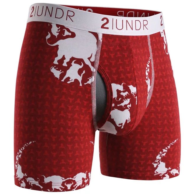 polyester boxers 2UNDR Men's Joey Pouch SWING SHIFT - 6" Boxer Modal Fabric Bulls Print ~ WITHOUT BOX white boxer briefs Boxers