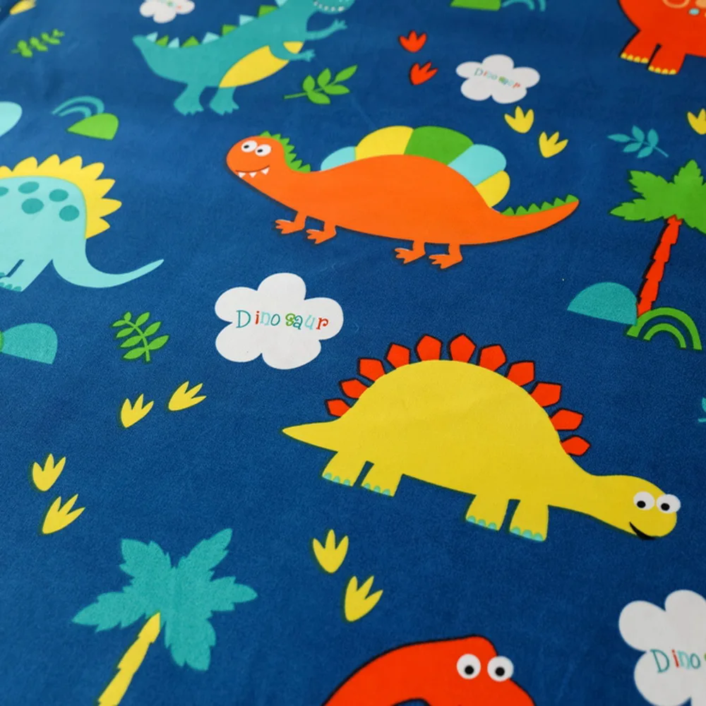 1 Piece of Blue cartoon small dinosaur Pattern Frosted Bedsheet, Bedroom Printed Bedspread, Bedding (Excluding Pillowcases) 4