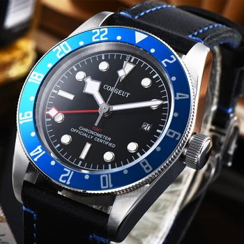 

Sterile Luxury top Brand Watch 41mm Mechanical men Watch sapphire GMT Men Automatic Military Sport calendar Leather Clock