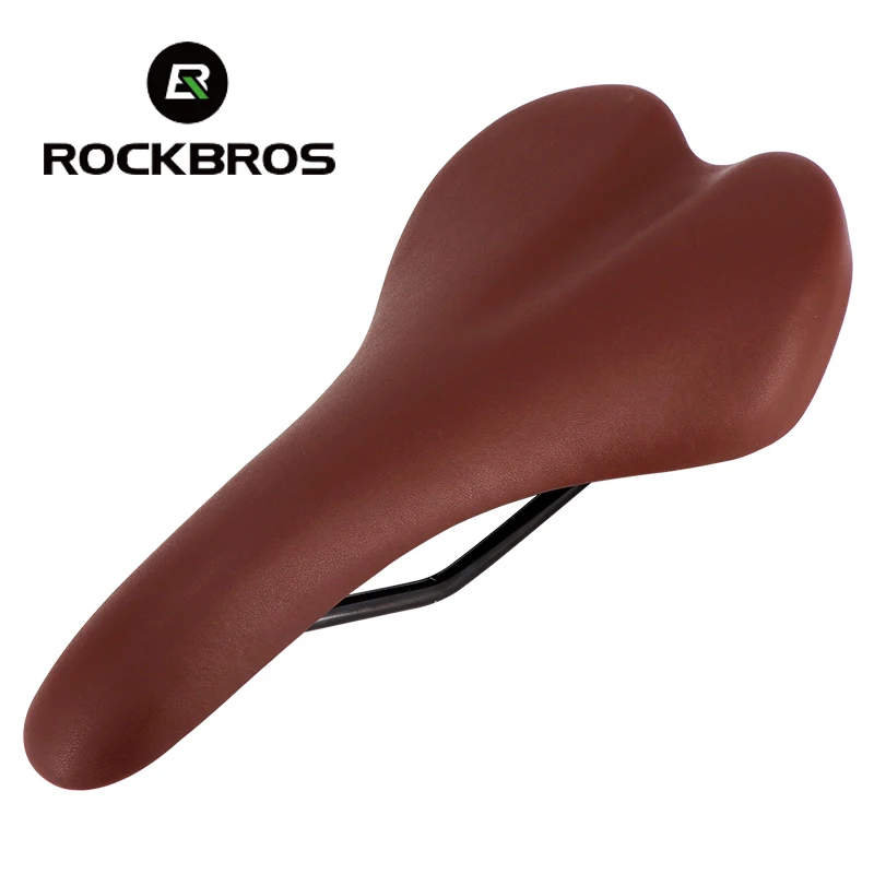 Style 2-Brown ROCKBROS, велосипедное седло из ПВХ кожи, Ностальгический стиль, шоссейный велосипед MTB, мягкое седло, переднее сиденье, стальной рельс, заклепки, прочные детали для велосипеда - Цвет: Style 2-Brown