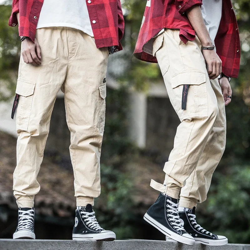 

2019 Spring And Summer New Style Men's Outdoor Bib Overall Europe And America Retro Multi-pockets Youth Jogging Beam Leg Trouser