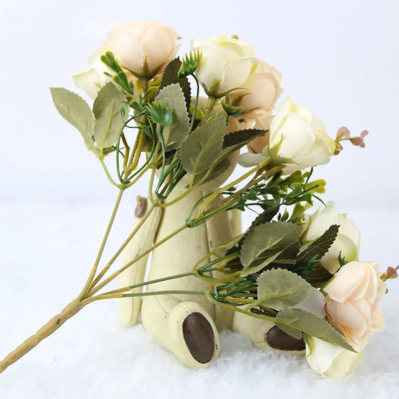 artificial flowers silk rose wedding bouquet home decor (8)