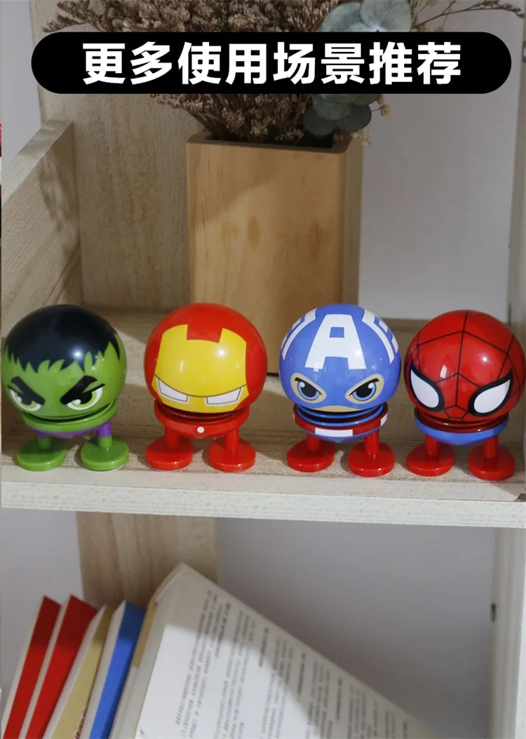 Marvel союз Мстителей Весна Настольный автомобиль аксессуары сталь Человек-паук качает головой кукла рука модель автомобиля
