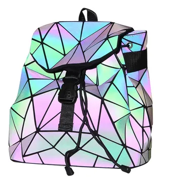 

2020 New Design Fashion Women Luminous School Backpack Geometric Lingge Custom Logo Women Shoulder Bag Rucksack