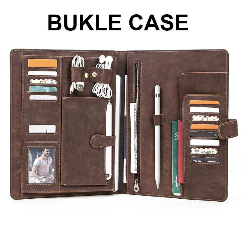 bukle coffee Ретро Кожаный Чехол для iPad Pro 10,5 Air 3 11 чехол-книжка для телефона карман для наушников чехол для паспорта защитный чехол на молнии - Цвет: bukle coffee