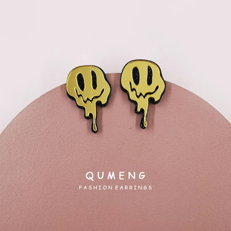 Женские акриловые серьги гвоздики QUMENG модные Смешные Милые Акриловые зеркальные украшения в виде призрака