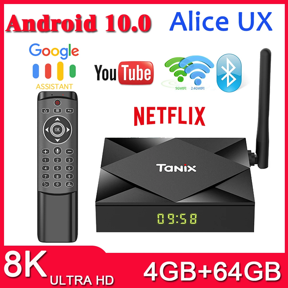 

10pcs TX6S 4G 64G Android 10.0 TV BOX Allwinner H616 Quad core 4K Smarte Media Player 8K Tanix Android TV BOX