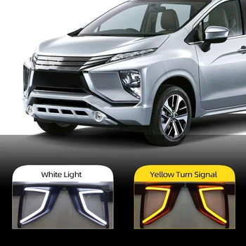 

Car Flashing 2Pcs LED Daytime Running Light For Mitsubishi Xpander 2017 2018 2019 Car DRL fog lamp With Yellow Turn Signal