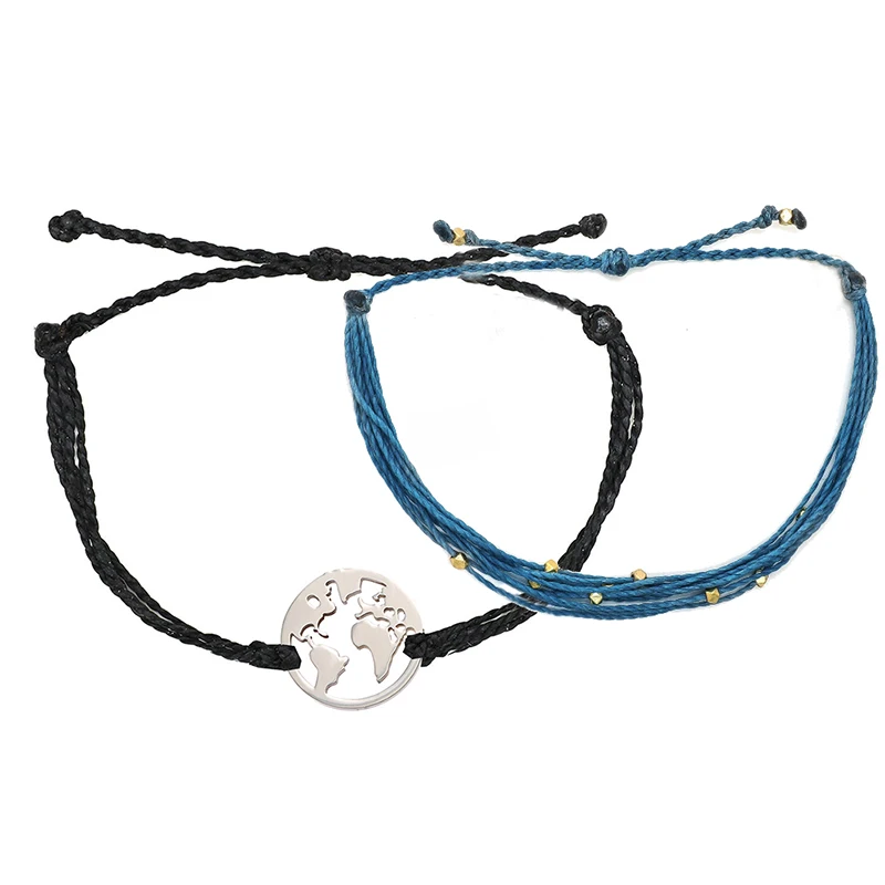 

men jewelry stainless steel Earth charms bracelet man women Handmade Adjustable String Bracelets for Women Men Kids Beach Party