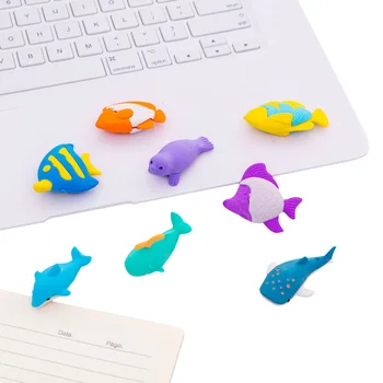 

4pcs/set kawaii Eraser Marine Animal Whale Dolphins Eraser Set Cute Stationery School Office Party Supplies Borracha Escolar