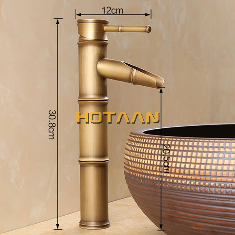 Basin faucet bathroom faucet Antique Brass Bamboo Style Faucet Vintage Bronze Finish Copper Sink Single Handle Hot and Cold Water Tap