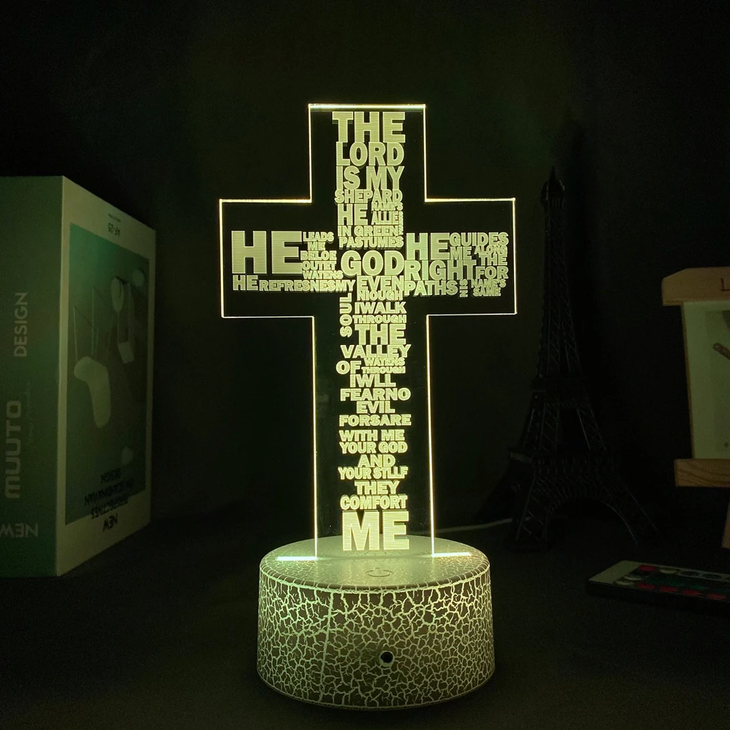 Led Panel Lights Holy Bible Psalm Poem Christian Cross Nightlight for Church Decor Gift Christians Bedroom Jesus | Освещение
