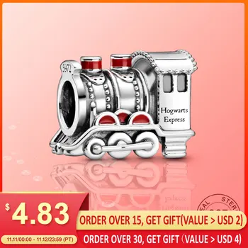 

Real 925 Sterling Silver enamel charms railway engine Fit Original BraceletFit Original Pandora Bracelet & bangle DIY Jewelry