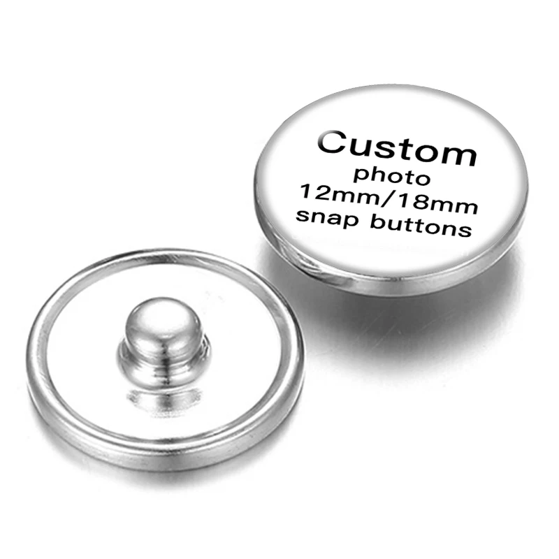 New DIY custom snap buttons 12mm/18mm/20mm silver /golden snap buttons wholesale Personalized Photo for DIY necklace jewelry