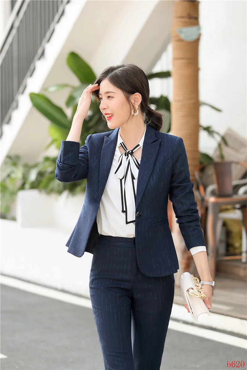Ladies Purple Blazer Women Business Suits with Pant and Jacket Sets Work Wear Office Uniform Styles OL