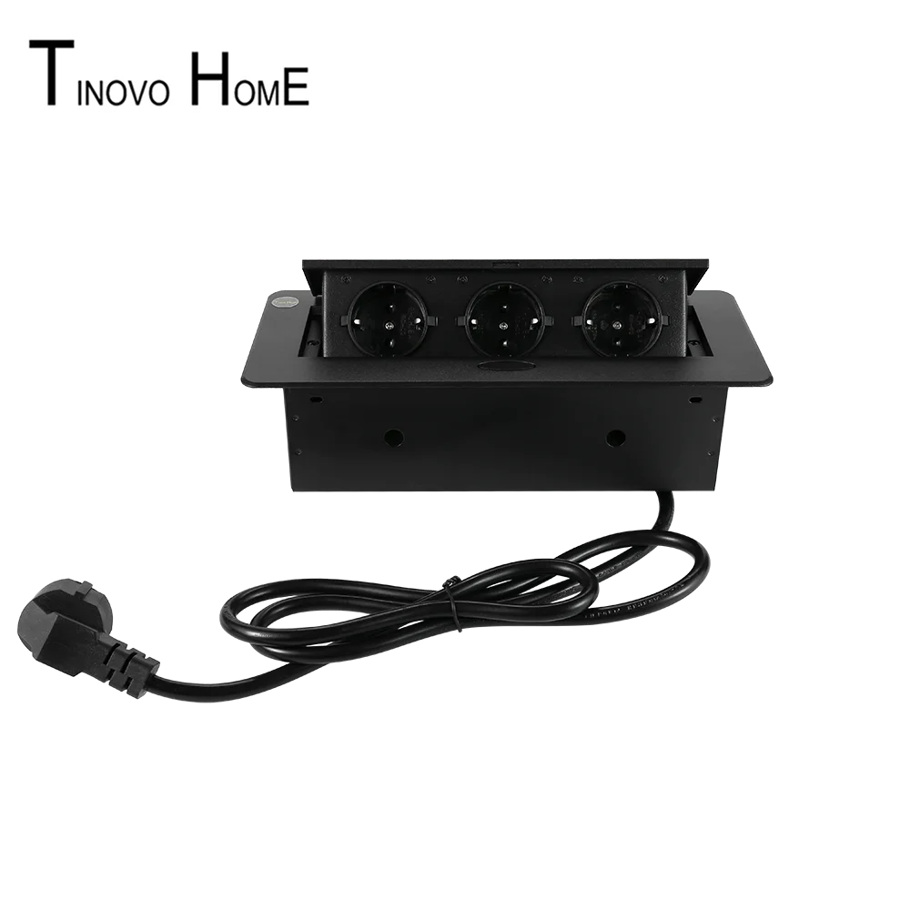 

Slow bounce desktop socket / 3-position European standard socket / zinc alloy panel Steel Box / outlet / 1.5 m EU plug cable