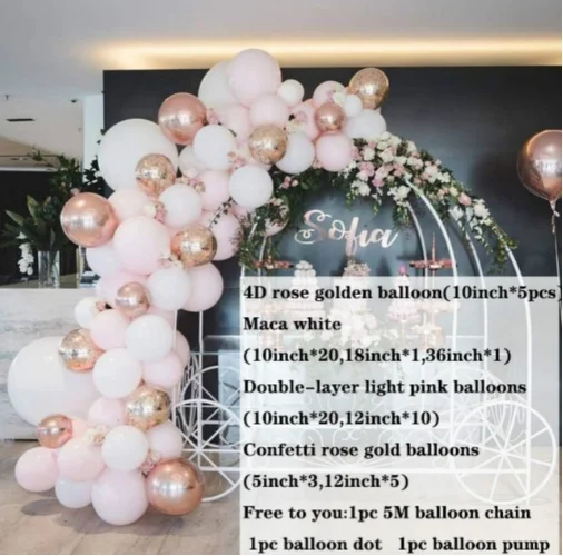 98 шт. 4D круглые розовые золотые воздушные шары гирлянда Арка смешанный свет розовый из белого латекса воздушные шары узкая цепочка для украшения дня рождения свадьбы - Цвет: as shown