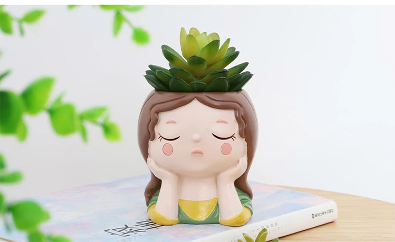 Cute Human Face Vase Succulent Planter Resin Vase Cartoon Character Decorative Head Face Flower Pot Indoor Desktop Ornaments