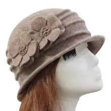 Женские теплые береты с цветами, фетровая шляпа с цветами, женская шляпа с широкими полями, осенне-зимние элегантные модные вечерние шапки для девушек