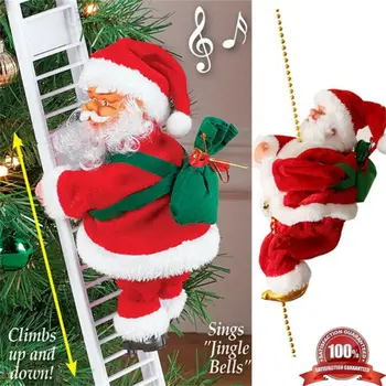 

Electric Climbing Ladder Santa Claus Christmas Figurine Ornament Doll Home Party Decor, Creative Surprise Xmas Gifts for Kids