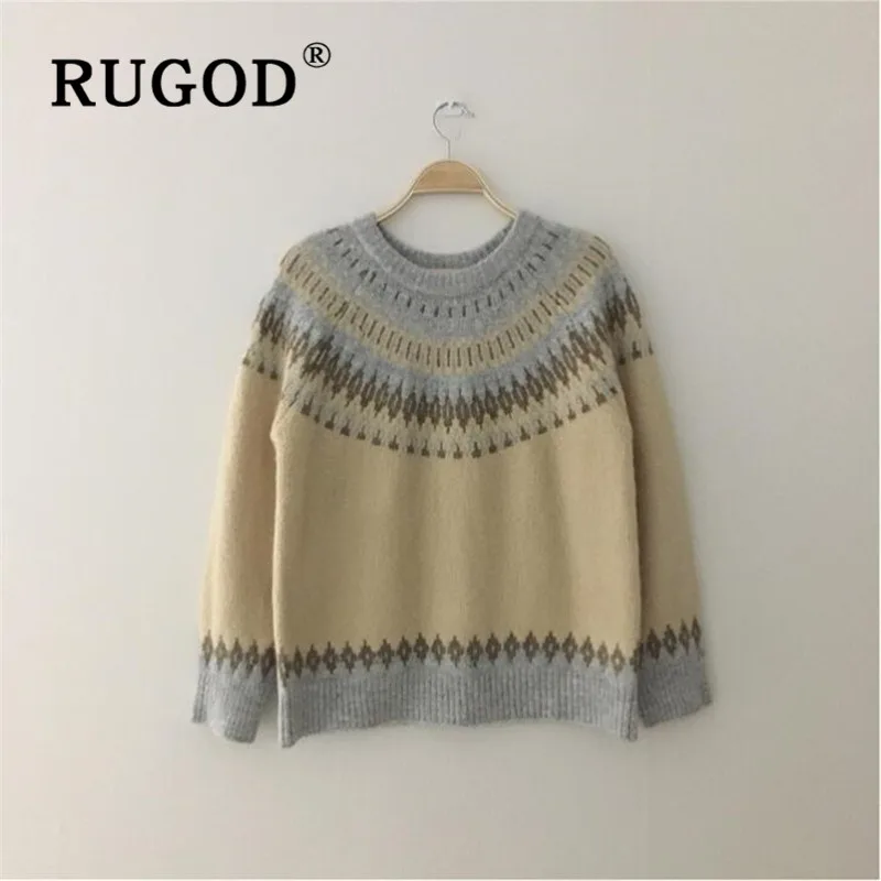 RUGOD Пушистый свитер милый пуловер Kawaii Simplee джемпер Зимние Топы для женщин Элегантная вязаная одежда корейский стиль Мода