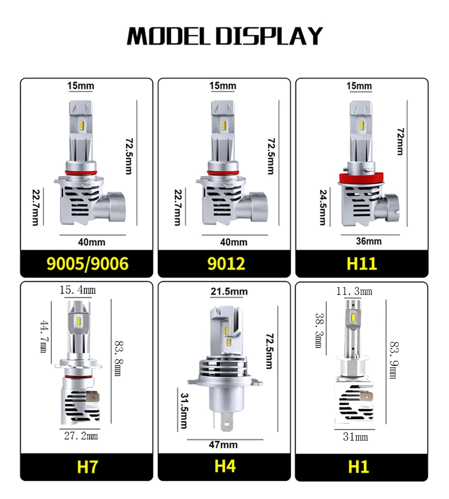 2 шт. H7 светодиодный автомобильный светильник H1 H11 H8 H9 9005 HB3 9006 HB4 лампы с зэс чип 12000LM 55W 6500K H4 светодиодный автомобильные лампы головной светильник 12V