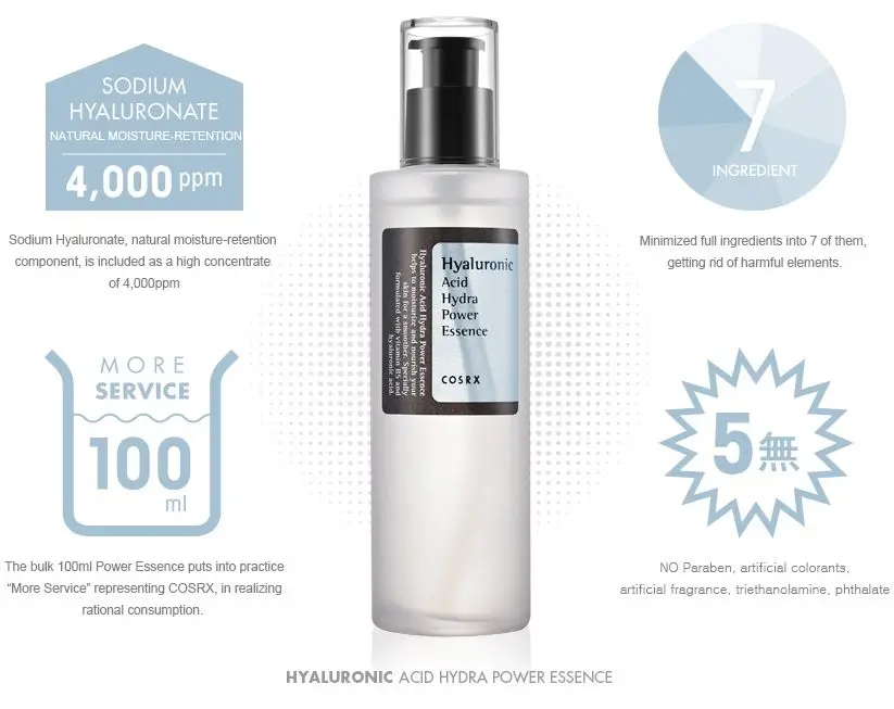 Essence 100. Essence Hyaluronic сыворотка для лица 100мл. Эссенция для лица COSRX С гиалуроновой кислотой, 100мл. Sodium Hyaluronate в косметике.