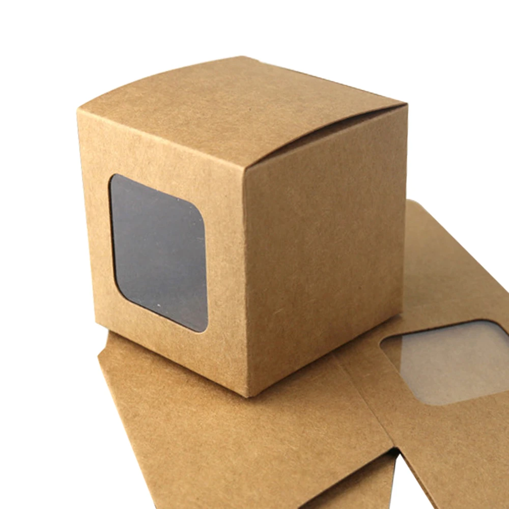 Caja de cartón cuadrada con ventana PVC caja de para embalaje de fiesta de boda, 10 piezas|Envoltorios y bolsas de regalo| - AliExpress