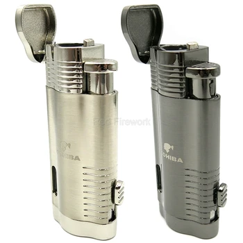 

COHIBA Stainless Steel Grey Chrome Torch Jet Flame Windproof Cigar Cigarette Lighter With Gift Box Cigar Punch