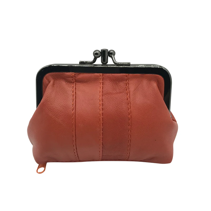 orange0540 NICOLE& CO, кошелек для монет из натуральной кожи, кошелек из овечьей кожи для девочек, кошелек на металлической застежке, держатель для карт, кошелек на молнии, маленькая сумка, Новинка - Цвет: orange0540