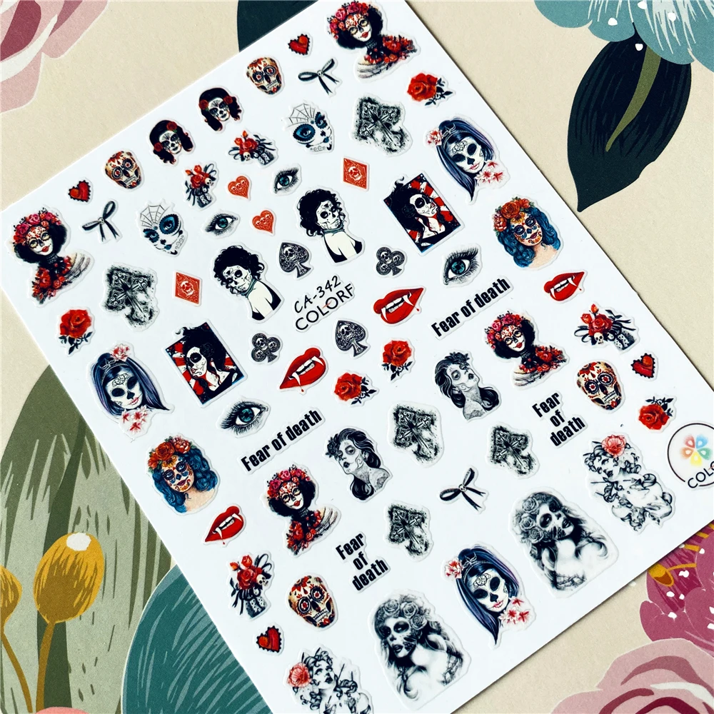 

CA-091-092-338-339 Halloween Skull Pumpkin 3D Back glue Nail decal Nail sticker Nail decoration Nail art Nail tool Nail ornament