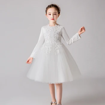 

Girls princess dress dress 2019 autumn and winter new Korean long-sleeved children host costumes