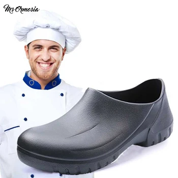 男性シェフの靴防水抗スリップ耐油キッチンレストランフードサービス男性ブラックウェアラブル調理安全作業靴
