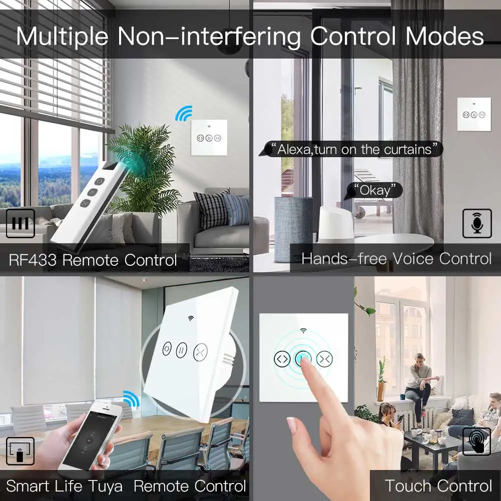 WiFi RF433 умная сенсорная занавеска рулонные жалюзи мотор переключатель Tuya Smart Life