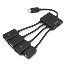 Многофункциональный USB 2,0 4 в 1 Micro usb-хост OTG гнездо для зарядки Шнур адаптер сплиттер для смартфонов Android планшет черный кабель
