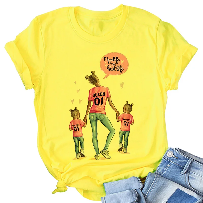 Super Mom yellow T shirt Women Mother's Love Print T-shirt Harajuku Mama TShirt Vogue Tops tee shirt Femme Vogue 2020 new Summer