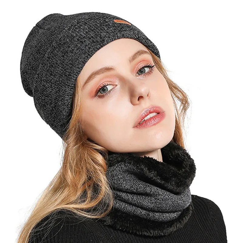 BEFORW новая зимняя Для женщин шеи теплые, вязаные модные шляпа Sscarf набор Толстая теплая удобная обувь в стиле Для женщин геометрический шапки-бини