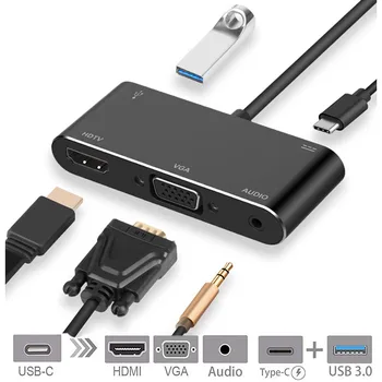 

Basix Type-C to 4K HDMI VGA USB 3.0 USB-C 3.5 Audio USB 3.1 Adapter for MacBook Samsung S9 Huawei P30 Dock TV Projector