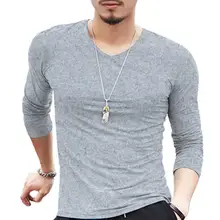 

All-matched Sweat-absorbing Solid Color V Neck Bottoming Shirt Male Clothing