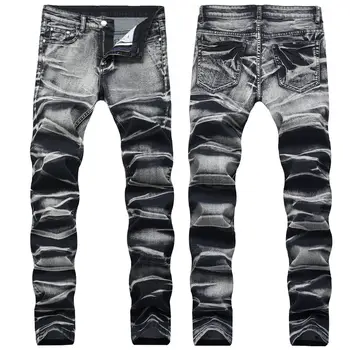 

2020 men gray stretch jeans young in the spring and autumn color restoring ancient ways of jeans