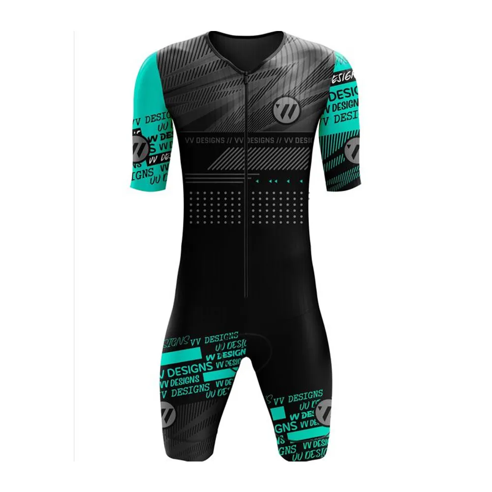 Men Vv Sports Designs Triathlon Power Blue Trisuit Cycling Kits Swimming Sportswear Bicycle Skinsuit Ciclismo Aero Thin Pad Sets