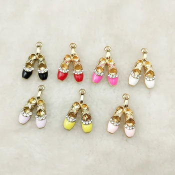 

10pcs enamel charm ballet shoes charm jewelry accessories earring pendant bracelet necklace charms zinc alloy 17x27mm